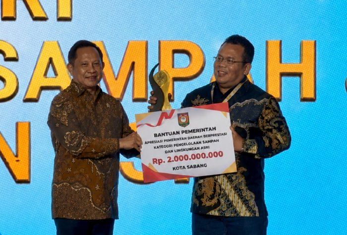 Sabang Jadi Kota Terbersih di Sumatera, Raih Juara I dan Insentif Rp2 Miliar dari Kemendagri